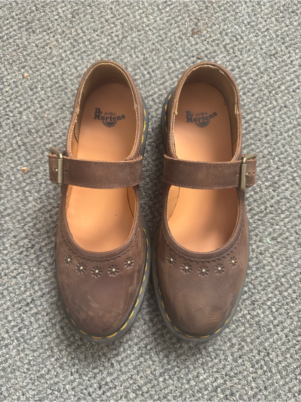 Dr. Martens Brown Floral Cutout Mary Jane Shoes